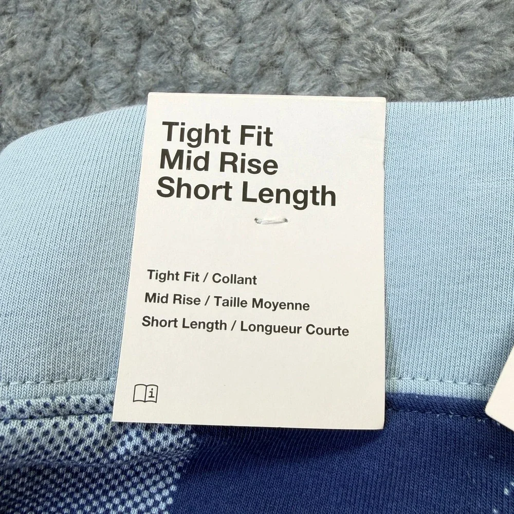 Nike Sportswear Checkered Bike Shorts Blue Mid Rise Tight Fit Womens 2X‎